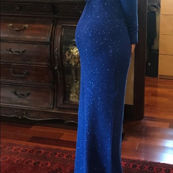 Classy and Elegant Blue Sequin Dress - Picture 5 of 6